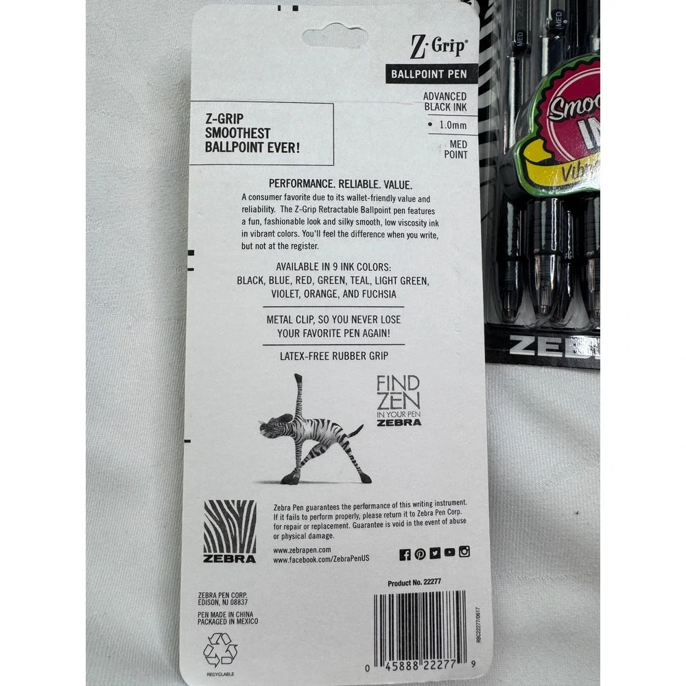 Zebra Z-Grip Retractable Ballpoint Pens Black Ink Medium 1.0mm 35 Count Bulk Lot